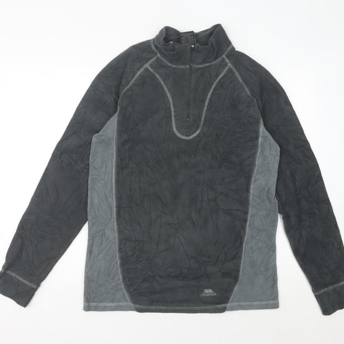 Trespass Mens Grey Fleece Pullover Sweatshirt L 1/4 Zip Outdoor