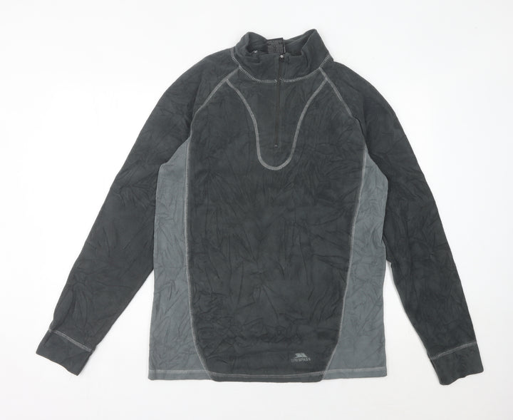 Trespass Mens Grey Fleece Pullover Sweatshirt L 1/4 Zip Outdoor