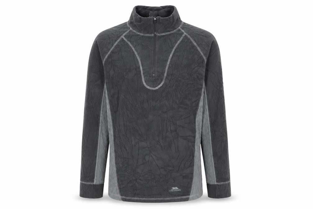Front view of Trespass men’s grey fleece pullover sweatshirt l 1/4 zip outdoor