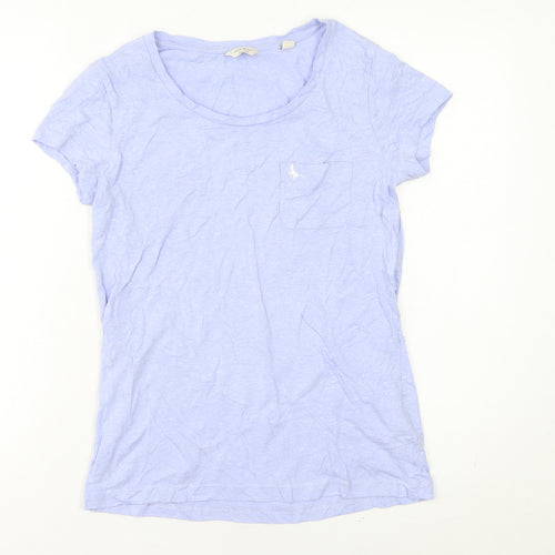 Jack Wills Womens Blue UK 6 T-Shirt Scoop Neck Short Sleeve Cotton