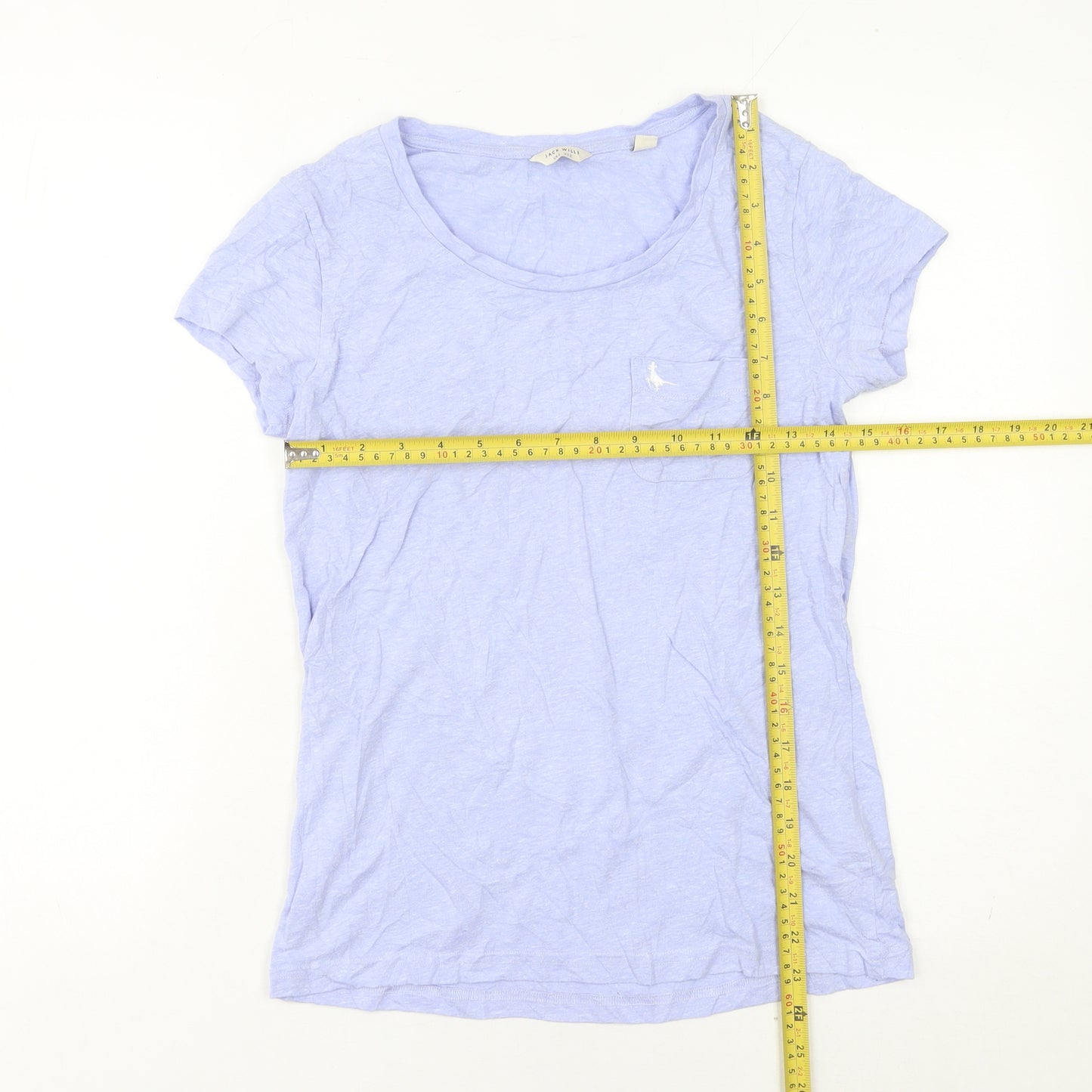 Jack Wills Womens Blue UK 6 T-Shirt Scoop Neck Short Sleeve Cotton