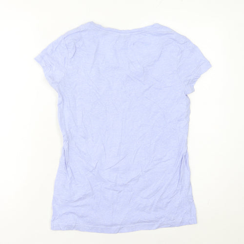 Jack Wills Womens Blue UK 6 T-Shirt Scoop Neck Short Sleeve Cotton