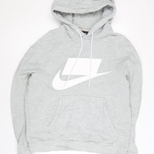 Nike Men’s Grey Pullover Hoodie S Logo Sportswear Cotton