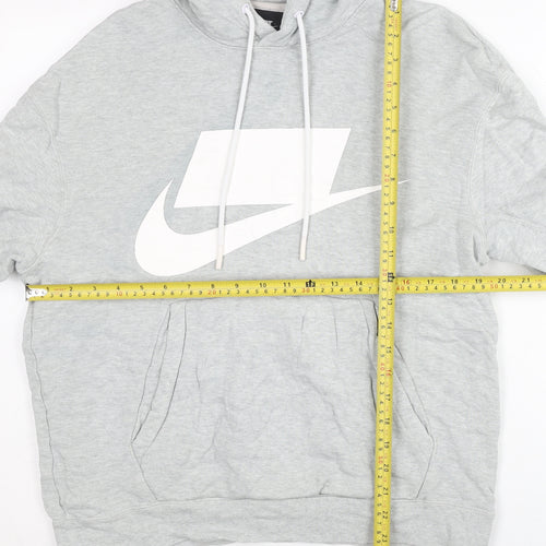 Nike Men’s Grey Pullover Hoodie S Logo Sportswear Cotton