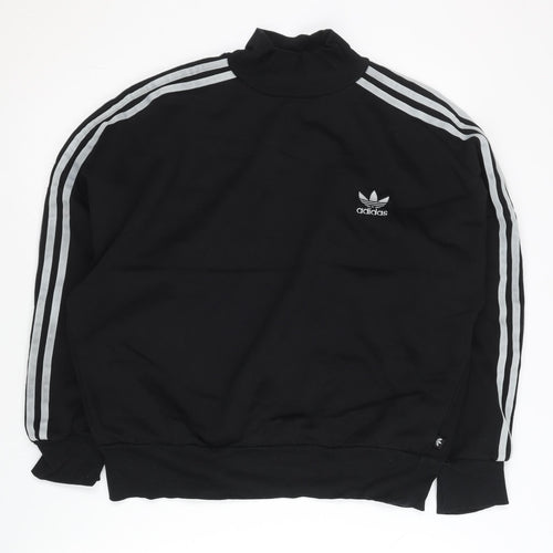 Adidas Womens Black XS Pullover Sweatshirt Turtleneck Cotton Blend