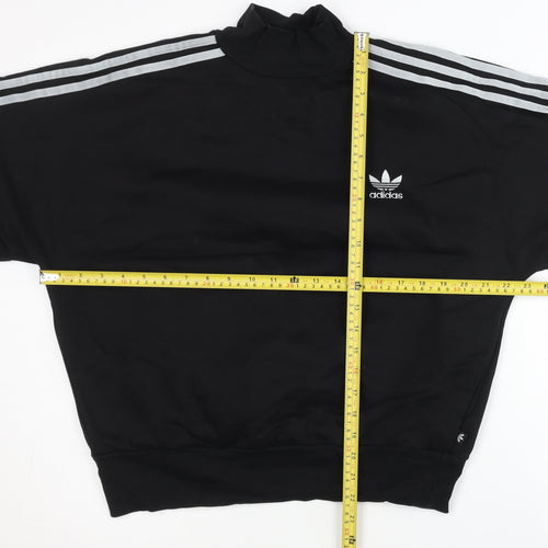 Adidas Womens Black XS Pullover Sweatshirt Turtleneck Cotton Blend