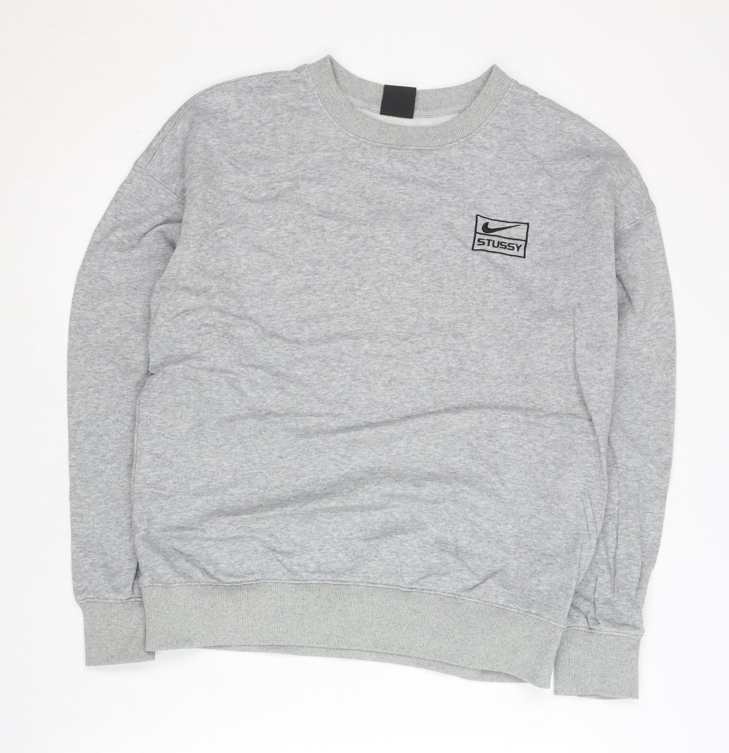 Nike Mens Grey Sweatshirt Medium Pullover Crew Neck Logo Sportswear