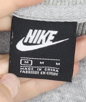 Nike Mens Grey Sweatshirt Medium Pullover Crew Neck Logo Sportswear