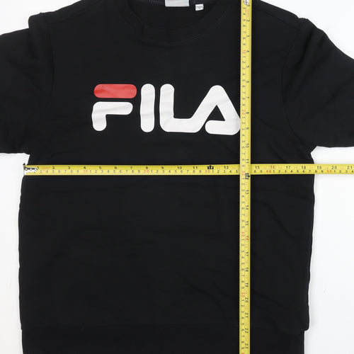 FILA Mens Black Sweatshirt S Regular Fit Logo Pullover Jumper
