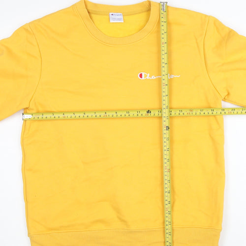 Champion Men’s Yellow Pullover Sweatshirt M Crew Neck Logo