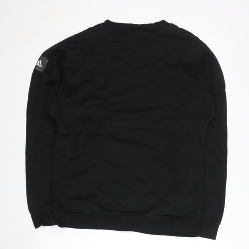 Adidas Mens Black Pullover Sweatshirt M Crew Neck Zip Pocket