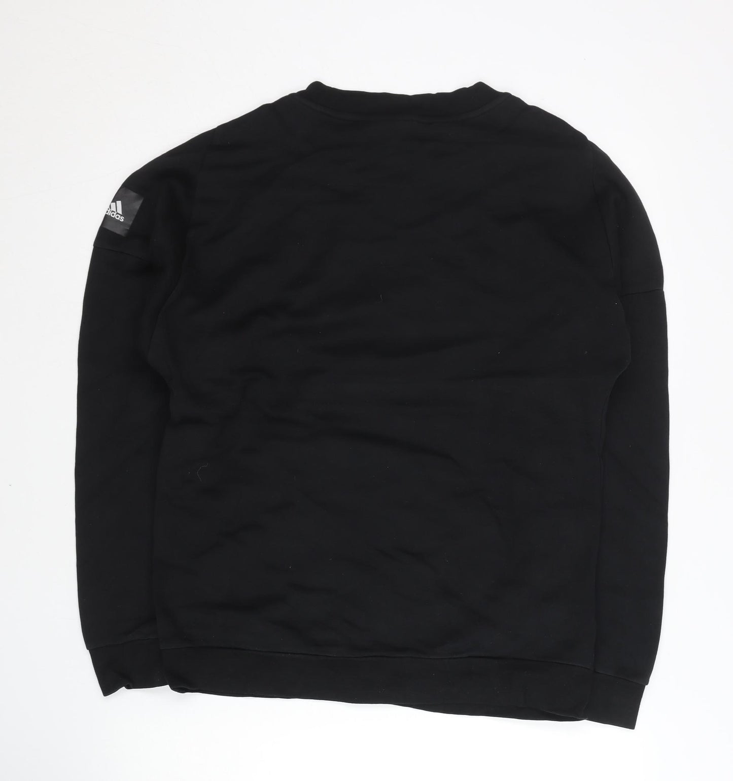 Adidas Mens Black Pullover Sweatshirt M Crew Neck Zip Pocket
