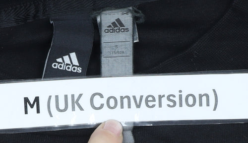 Adidas Mens Black Pullover Sweatshirt M Crew Neck Zip Pocket