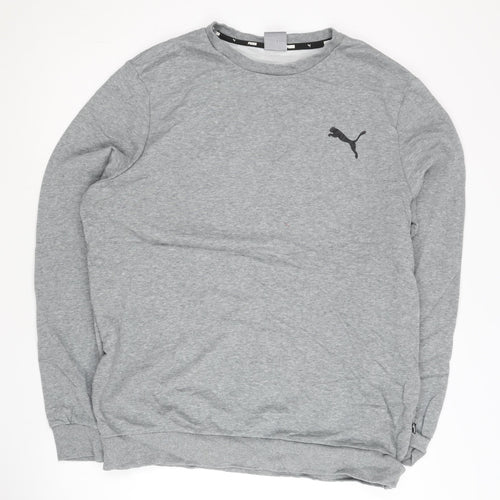 Puma Mens Grey Sweatshirt L Regular Fit Crew Neck Pullover Sportswear