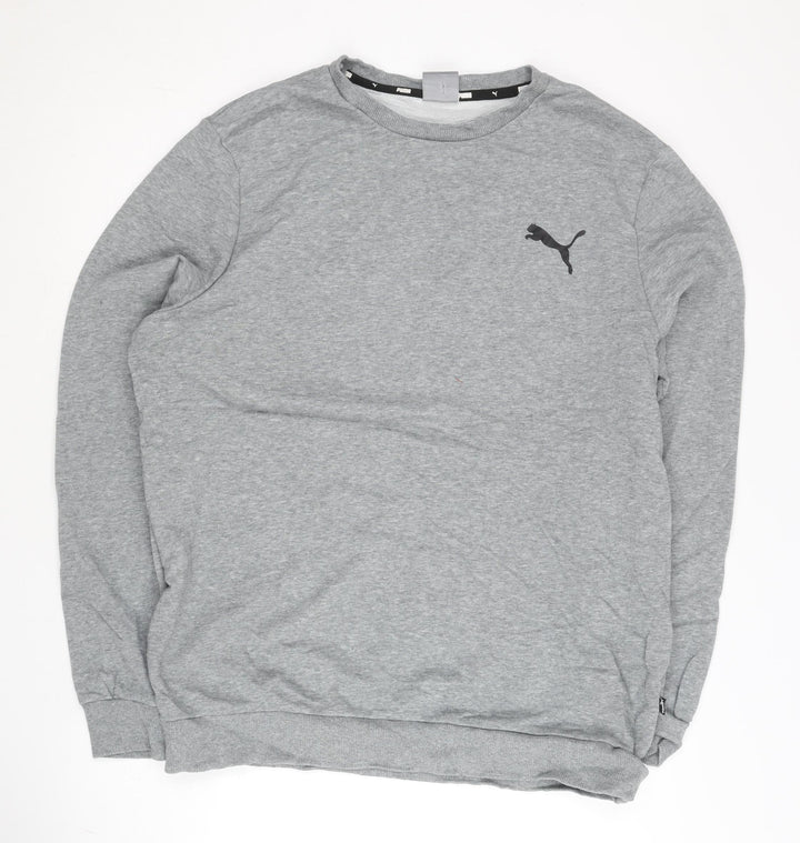 Puma Mens Grey Sweatshirt L Regular Fit Crew Neck Pullover Sportswear