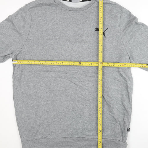 Puma Mens Grey Sweatshirt L Regular Fit Crew Neck Pullover Sportswear