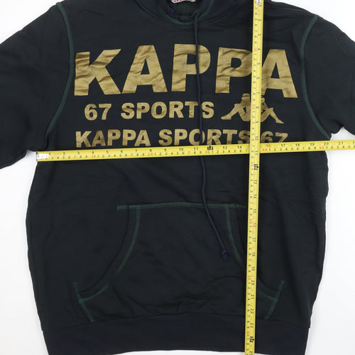 Kappa Mens Black Pullover Hoodie L Sports Logo Hooded Sweatshirt