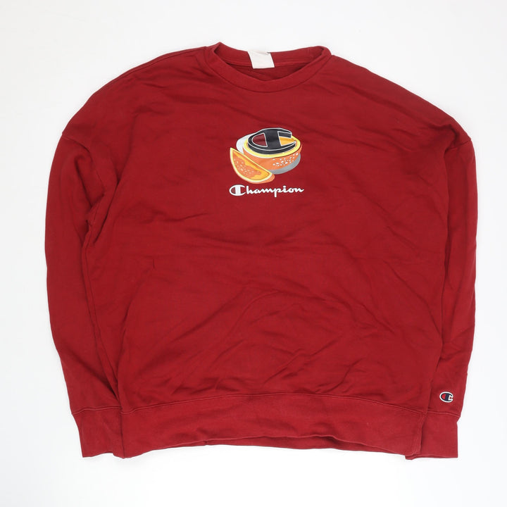 Champion Men’s Red Large Pullover Sweatshirt Graphic Print Crew Neck