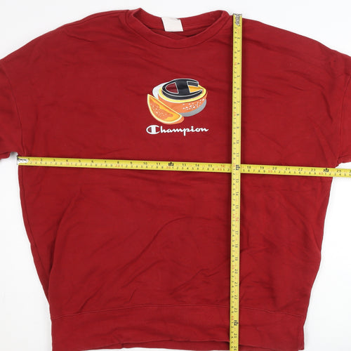 Champion Men’s Red Large Pullover Sweatshirt Graphic Print Crew Neck