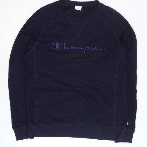 Champion Men's Blue Small Embroidered Pullover Sweatshirt