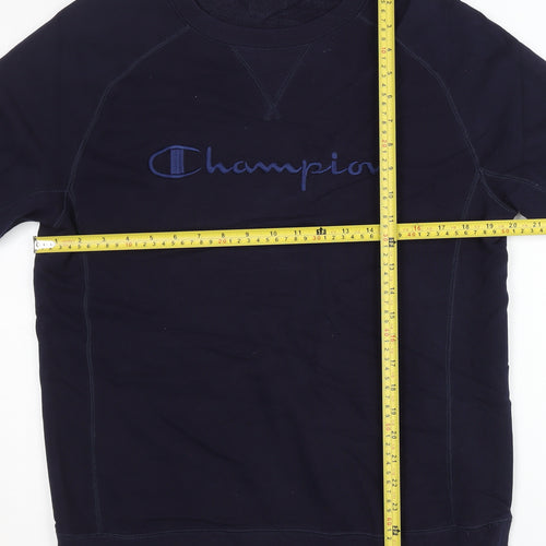 Champion Men's Blue Small Embroidered Pullover Sweatshirt