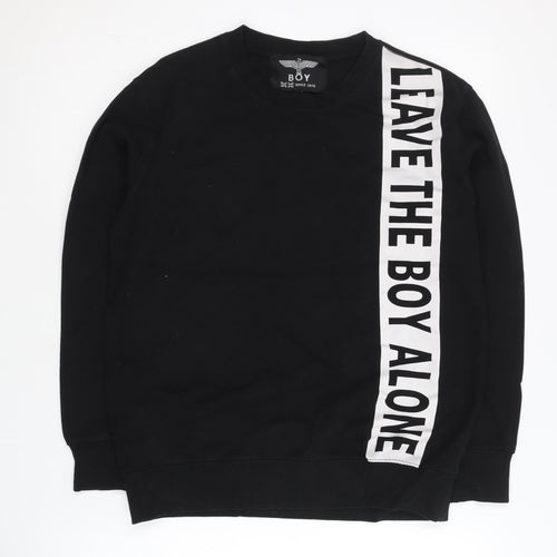 BOY Men’s Black Small Crew Neck Pullover Graphic Sweatshirt