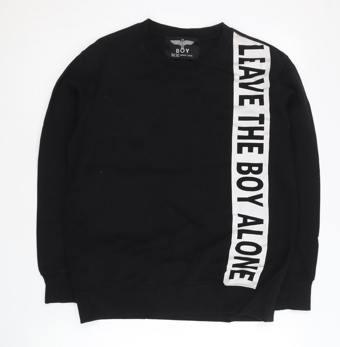 BOY Men’s Black Small Crew Neck Pullover Graphic Sweatshirt
