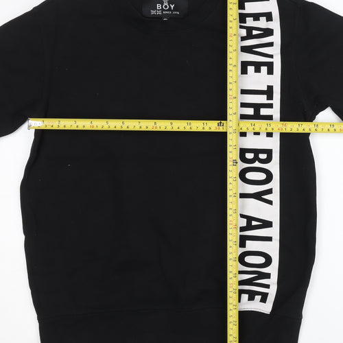 BOY Men’s Black Small Crew Neck Pullover Graphic Sweatshirt