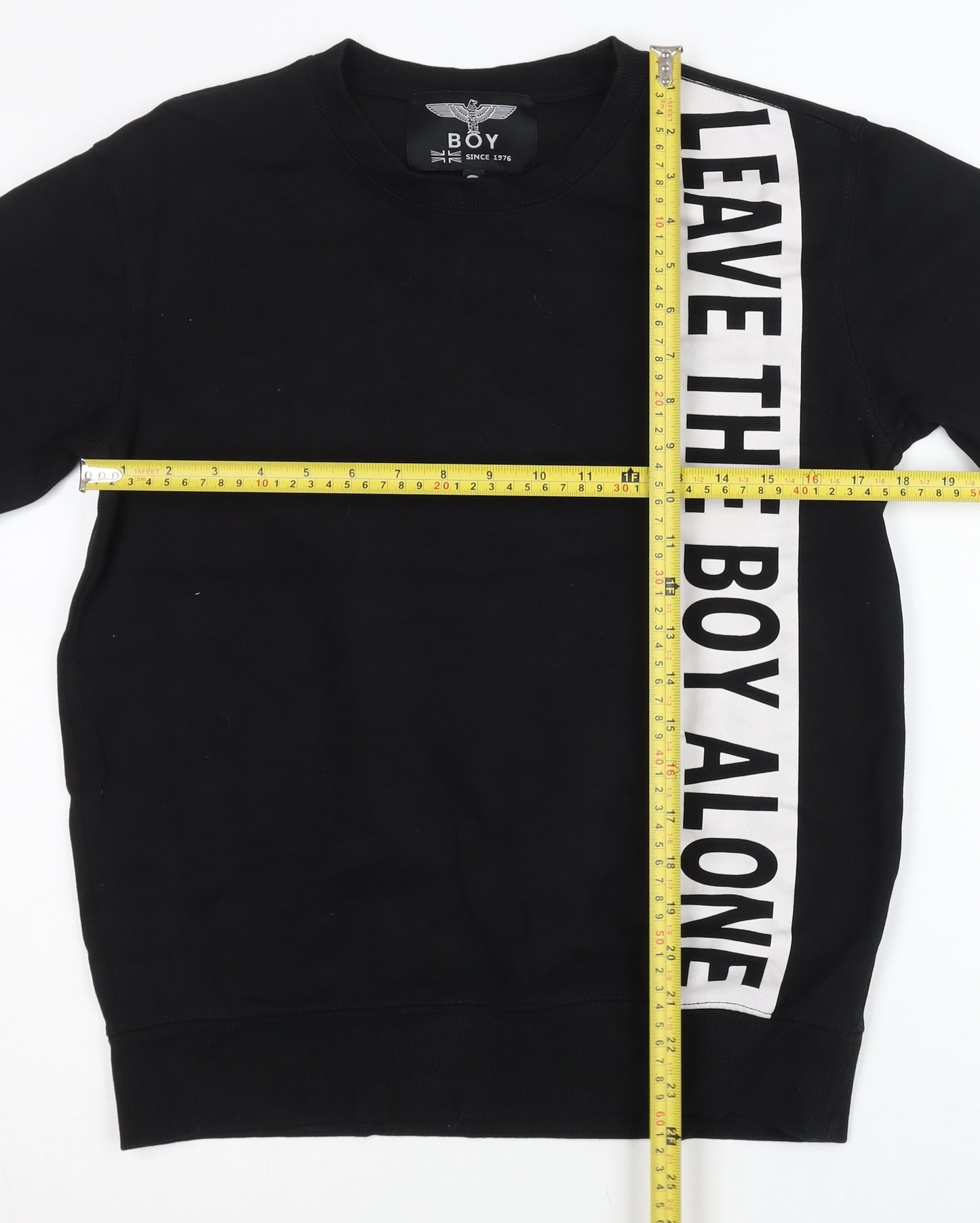 BOY Men’s Black Small Crew Neck Pullover Graphic Sweatshirt