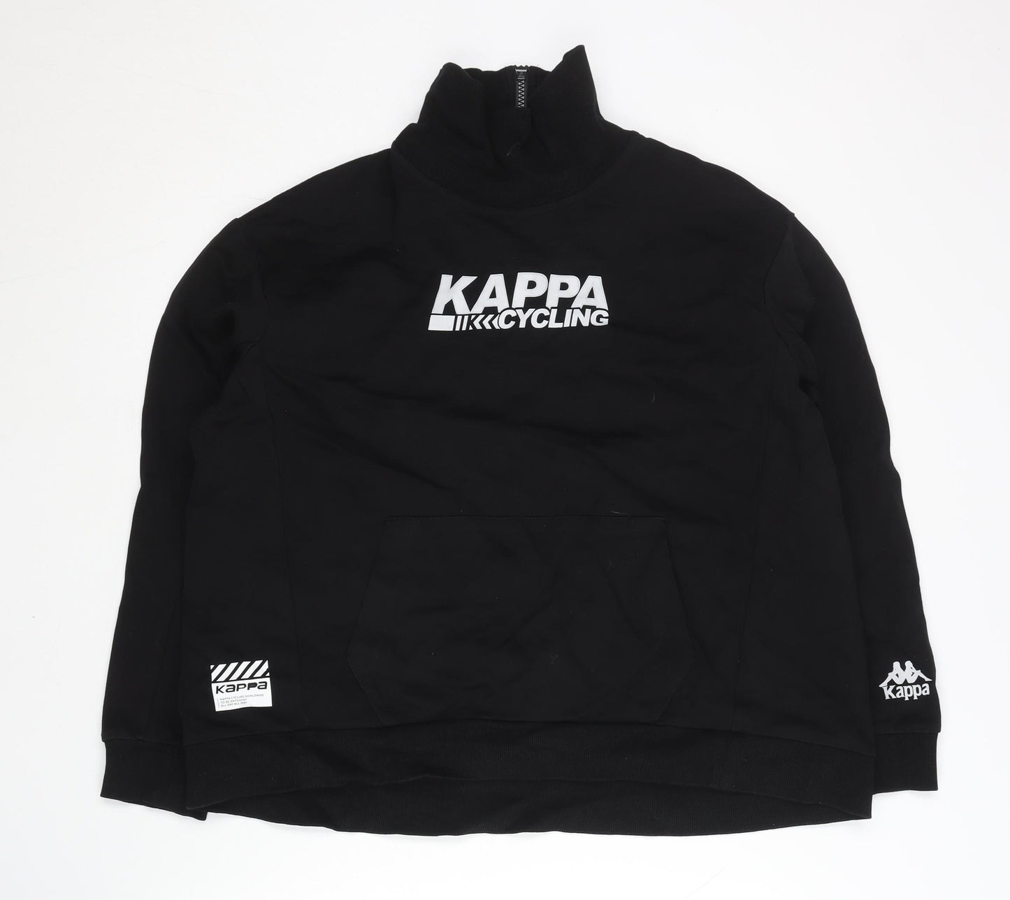 Kappa Mens Black XL Cycling Sweatshirt 1/4 Zip Logo Pullover