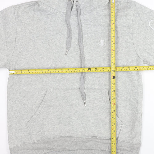Champion Mens Grey Pullover Hoodie Medium Logo Embroidered Sweatshirt