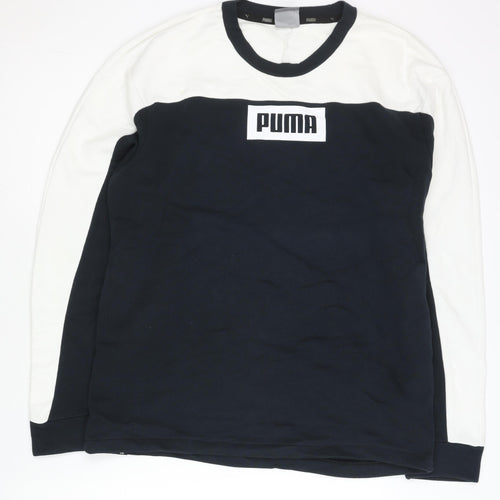 Puma Men’s Black White Logo Sweatshirt Pullover Size M Regular Fit