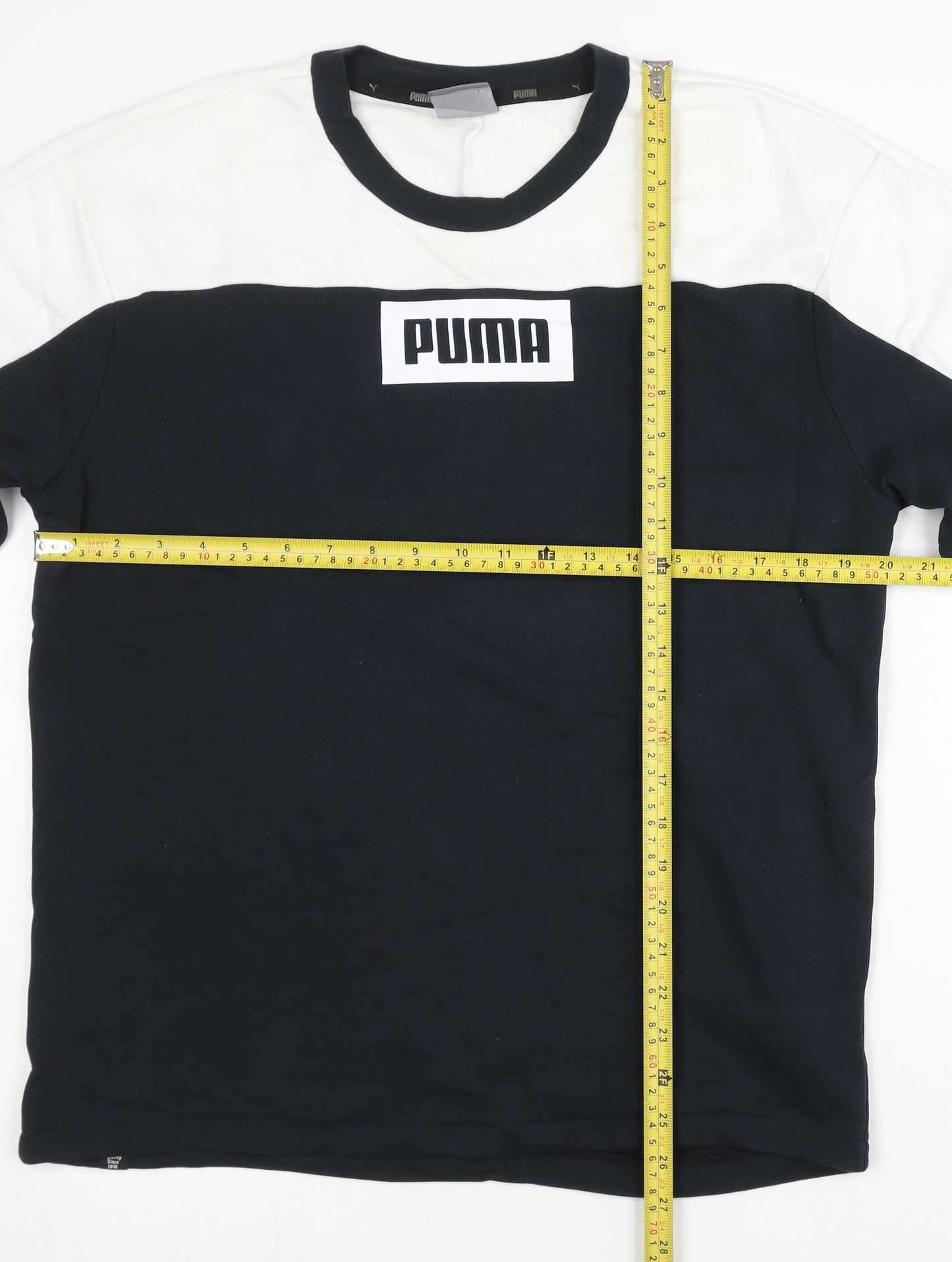 Puma Men’s Black White Logo Sweatshirt Pullover Size M Regular Fit