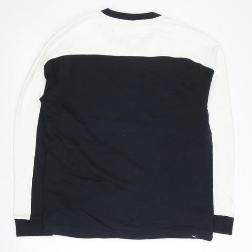 Puma Men’s Black White Logo Sweatshirt Pullover Size M Regular Fit