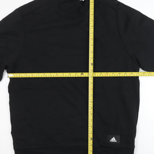 Adidas Men’s Black L Pullover Sweatshirt Logo Striped Sportswear