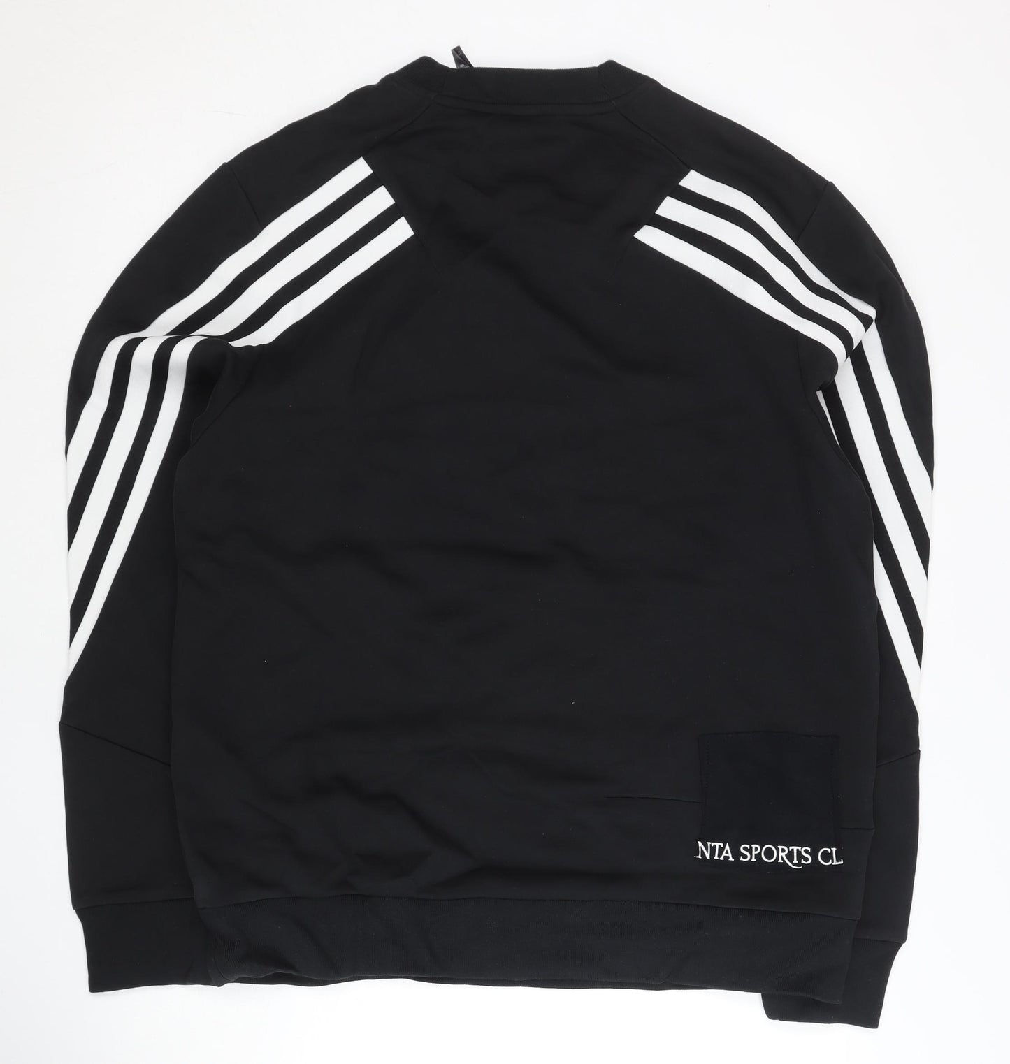 Adidas Men’s Black L Pullover Sweatshirt Logo Striped Sportswear