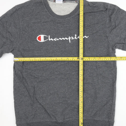 Champion Mens Grey Sweatshirt L Pullover Crew Neck Logo Athletic