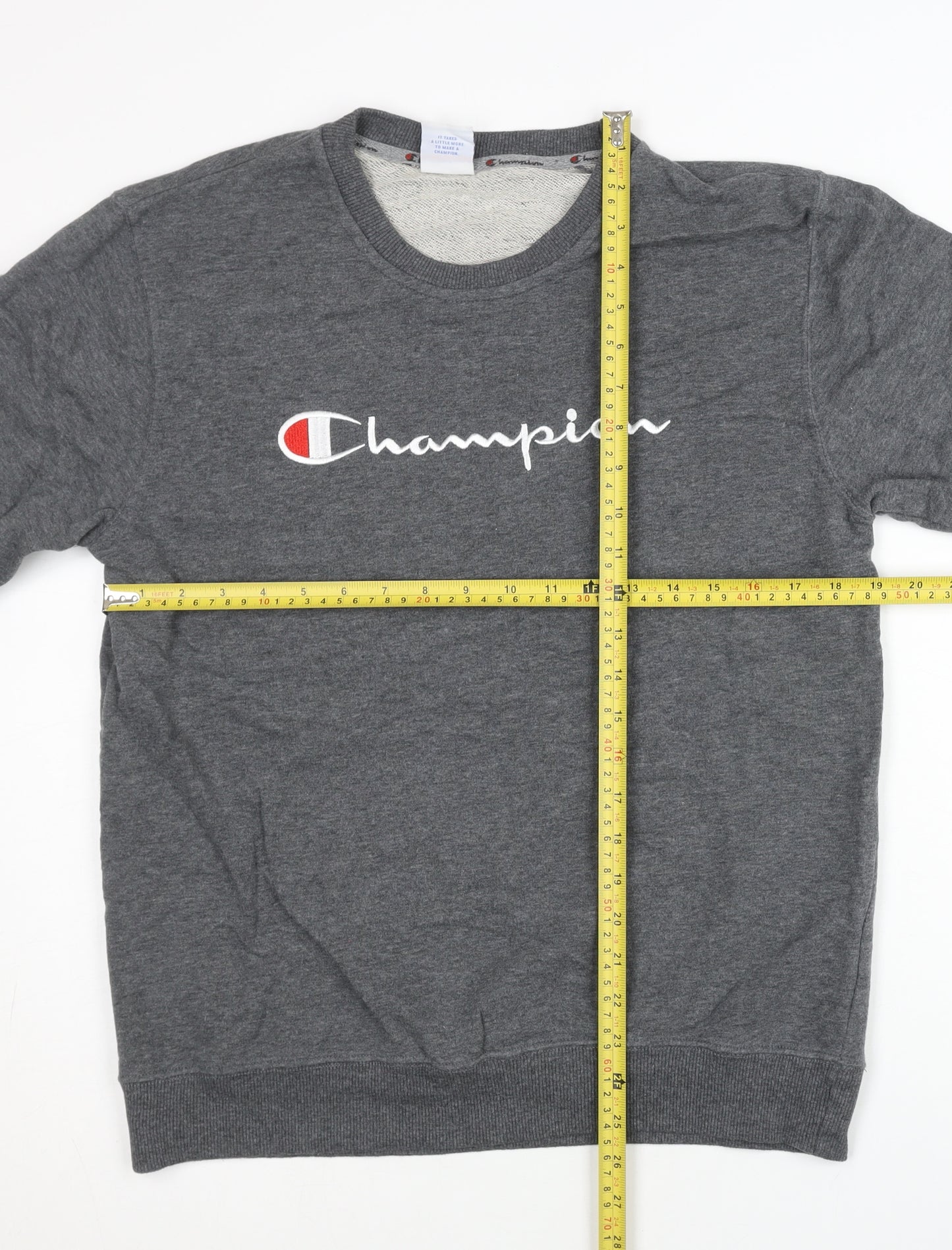 Champion Mens Grey Sweatshirt L Pullover Crew Neck Logo Athletic
