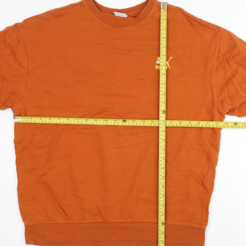 Puma Mens Orange Sweatshirt M Crew Neck Graphic Print Pullover