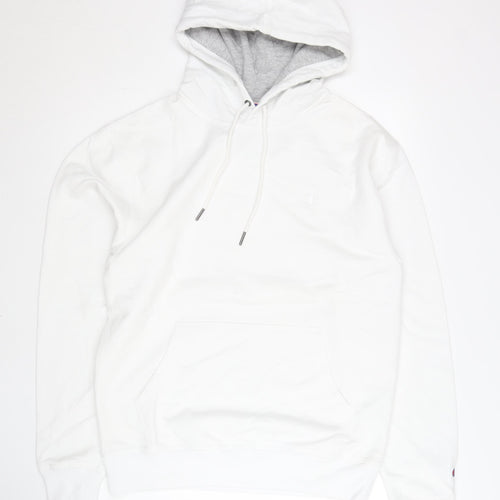 Champion Men’s White Pullover Hoodie M Regular Fit Long Sleeve