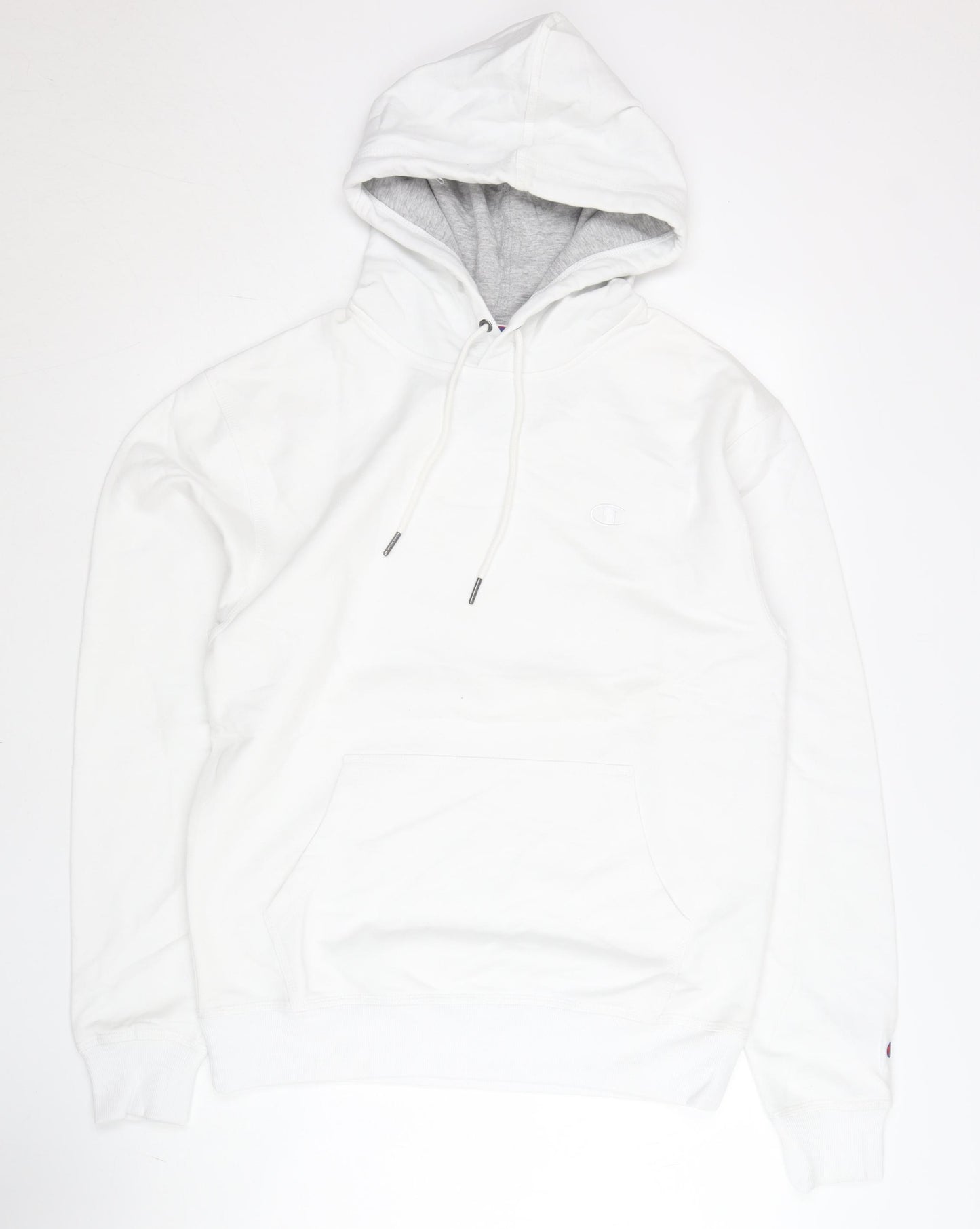 Champion Men’s White Pullover Hoodie M Regular Fit Long Sleeve
