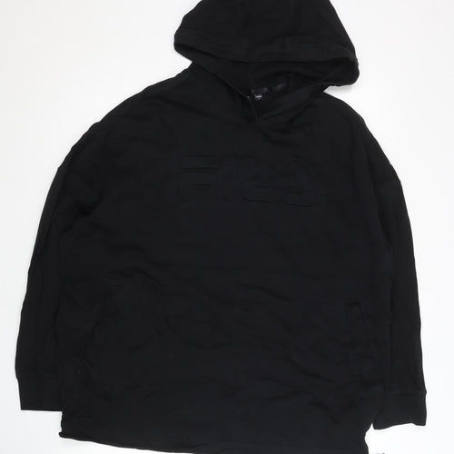 Fila Mens XS Black Pullover Hoodie Short Sleeve Logo Streetwear