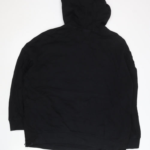 Fila Mens XS Black Pullover Hoodie Short Sleeve Logo Streetwear