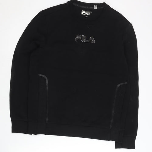 Fila Men’s Black Crew Neck Pullover Sweatshirt M Logo Sportswear