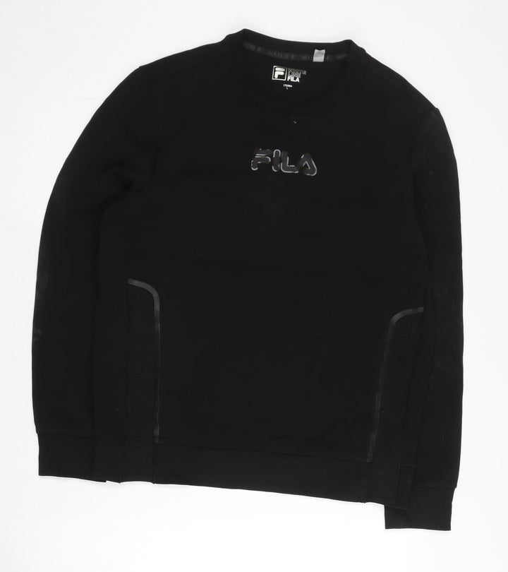 Fila Men’s Black Crew Neck Pullover Sweatshirt M Logo Sportswear