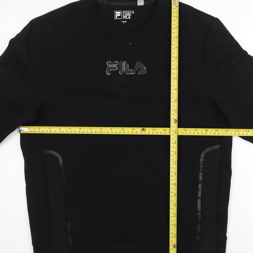 Fila Men’s Black Crew Neck Pullover Sweatshirt M Logo Sportswear