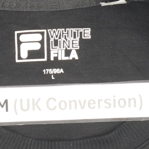 Fila Men’s Black Crew Neck Pullover Sweatshirt M Logo Sportswear