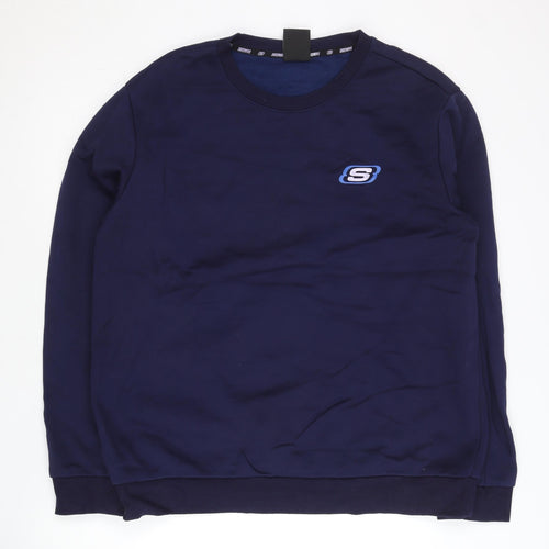 Skechers Men’s Blue L Pullover Sweatshirt Crew Neck Fleece Logo