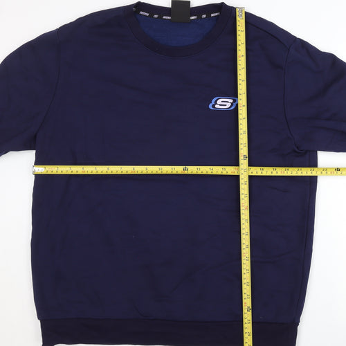 Skechers Men’s Blue L Pullover Sweatshirt Crew Neck Fleece Logo