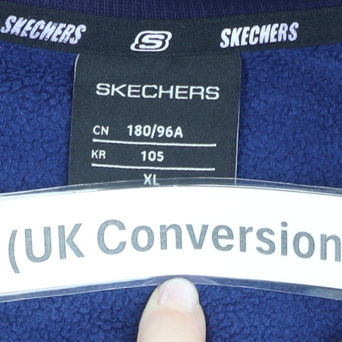 Skechers Men’s Blue L Pullover Sweatshirt Crew Neck Fleece Logo